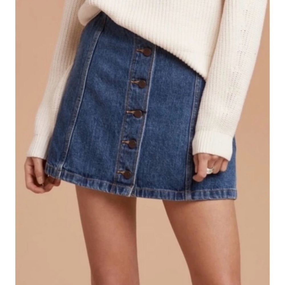 ARITZIA WILFRED FREE Ahrens Denim Button-Down Mini Skirt